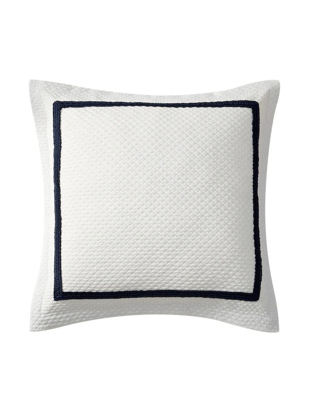 Waterford Blarney Quilted Euro Sham New Ivory Light Gray Navy Blue 26x26 Zipper